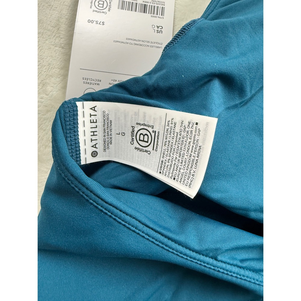 Athleta Marina Tankini Swim Top Teal Blue High Neck Recycled UPF 40+ Large NEW - Picture 6 of 8